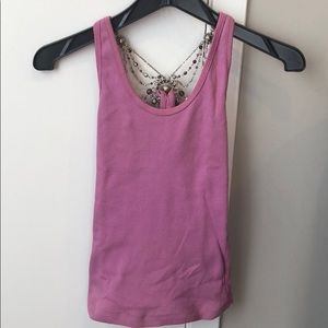 Sky Magenta Tank Top with Jewel Detail in XS